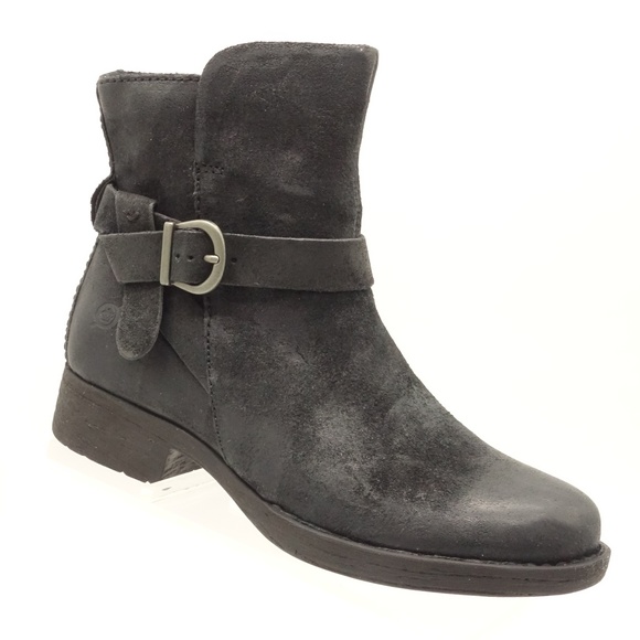 NWT BORN SYD Ankle Boots Black Distressed Leather - Picture 2 of 8